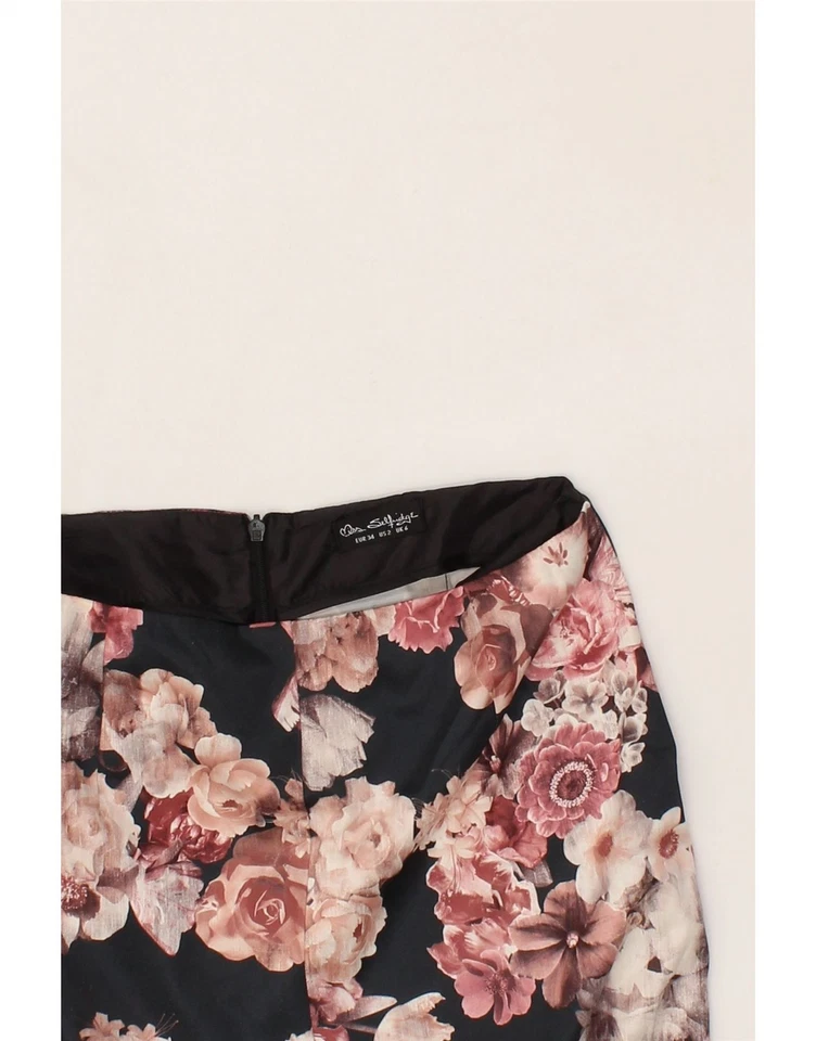 Falda lápiz Miss Selfridge para mujer UK 6 XS W24 negra floral poliéster CE24 Foto 3 de 3