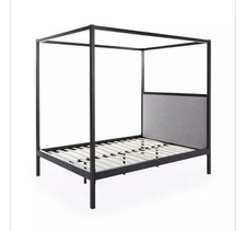 Image of Hampton 4 Poster Metal Bed Frame Black/Grey Double Size