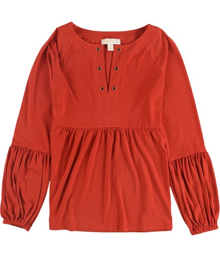 Michael Kors Damen Bauernbluse mit Ösendetail, Orange, Medium