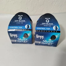 Lot Of 2 L'eggs Sheer Energy Control Top Pantyhose, Off Black 65503, Size Q