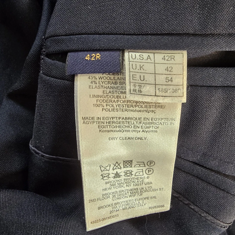 Brooks Brothers Regent Fit Navy Blazer 42R Gold Buttons Classic Wool Blend - Image 3 of 4