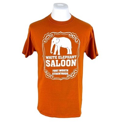 White Elephant T-Shirt Medium Orange Grafik Hipster Y2k Drinks Tee