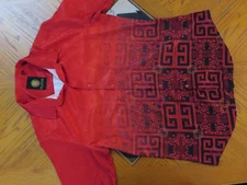 PLATINI Aztec Print Polo 100% Cotton Shirt Size L Red/Black/White