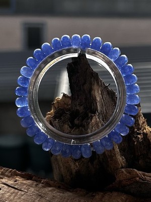 21 cm Safirquarz Armband Gummizug 8 X 4 mm Rondell Aventurin Blau Blauquarz