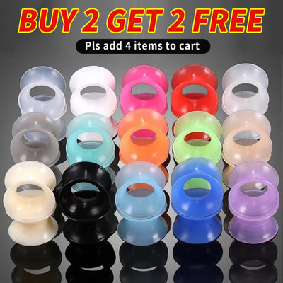 2Pcs Silicone Ear Plugs Flesh Tunnels Ultra Thin Double Flared Ear Gauge Earlets