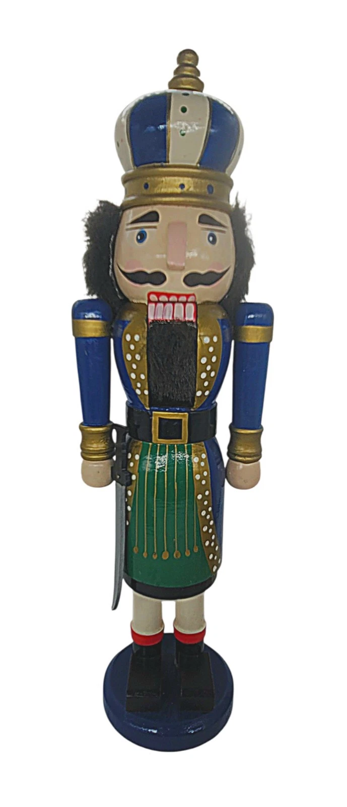Vintage Large Wooden Nutcracker Solider Guard King With Sword Hand Painted 14"
