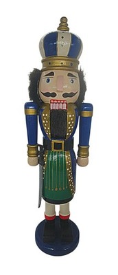 Vintage Large Wooden Nutcracker Solider Guard King With Sword Hand Painted 14''