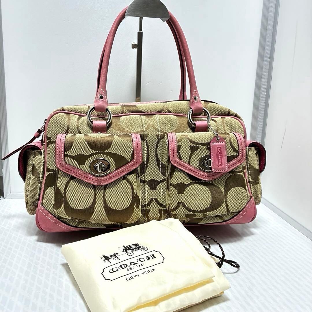 バッグ Coach Signature Canvas Boston bag y2k COACH Signature Mini Boston Pink Vintage Y2K Satchel … - Gem