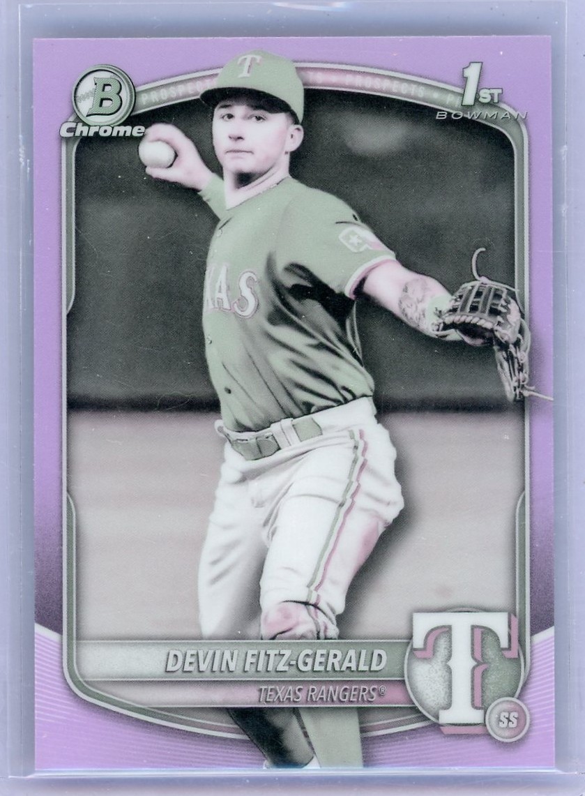 2025 BOWMAN CHROME DEVIN FITZ-GERALD 1ST PEARL REFRACTOR SSP RANGERS