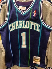 MUGSY BOGUES  CHARLOTTE HORNETS Jersey NBA BOYS/YOUTH Mitchel & NESS PURPLE