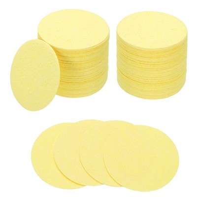 100 Count Compressed Facial Sponges Round Facial Scrub Pads, Yellow