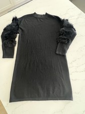 Nation Womens Black Long Sleeve Crew Neck Knee Length Sweater Dress Size Medium