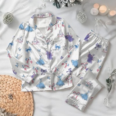 Cinderella Fairy Godmother Coquette Bow Magic Kingdom Satin Pajamas Set