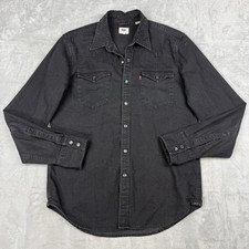 Levi  s Black Denim Western Shirt Snap Buttons Long Sleeve Men  s Medium Retro