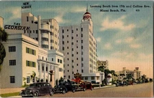 Vintage 1948 Miami Beach Florida Hotel Avenue Linen Postcard