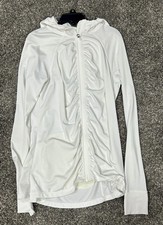 Athleta Women's White Medium Ruched Relaxed Hooded Jacket C9 