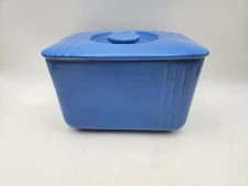 Vintage Hall China Co Westinghouse Blue Lidded Refrigerator Dish 1930s