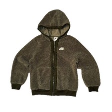 Nike Sportswear Club Fleece Kids Full-Zip Winterized Hoodie Olive Green SZ Med