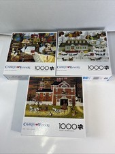 Lot of 3 Charles Wysocki 1000 Pc Puzzles Fire Tavern Fire PZ