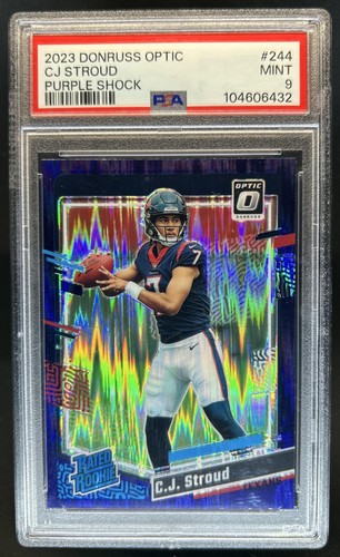 2023 Donruss Optic C.J. Stroud Purple Shock Prizm RC Rated Rookie #244 PSA 9