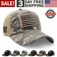 USA Flag Baseball Cap Detachable Patch Mesh Tactical Army Caps American Men Hat