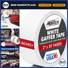 Pro Grade White Gaffer Tape 2" x 30 Yards - Heavy Duty, Made in USA, Ideal for F