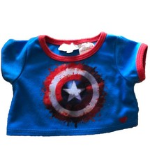 Build A Bear BABW RED WHITE  BLUE CAPTAIN AMERICA MARVEL STAR T- SHIRT