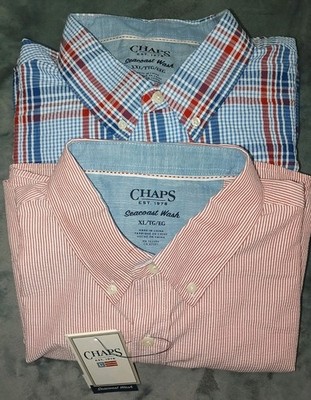 Chaps Seersucker Woven Button Down Shirt Seacoast Wash U Pick 1 --- NWT/NWOT