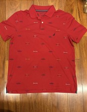 Nautica Performance Deck Polo Classic Fit Size L NWOT READ DESC Red With Logos
