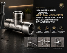 Stainless Steel G1/2" T-Valve Diverter for Bath Bidet Sprayer & Shower
