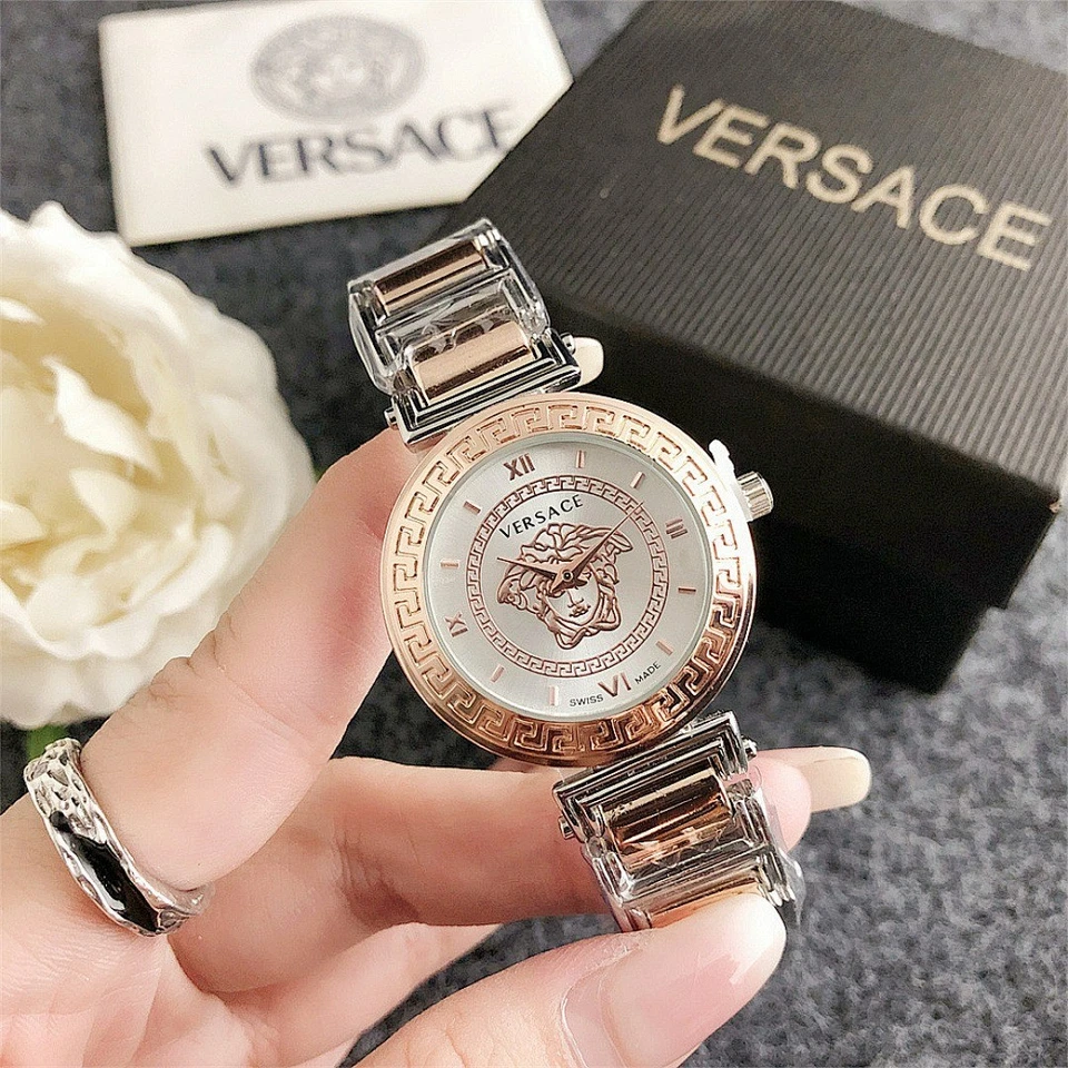 Женские элегантные кварцевые часы Versace - циферблат 32 мм, ремешок из сплава с коробкой - Изображение 4 из 4