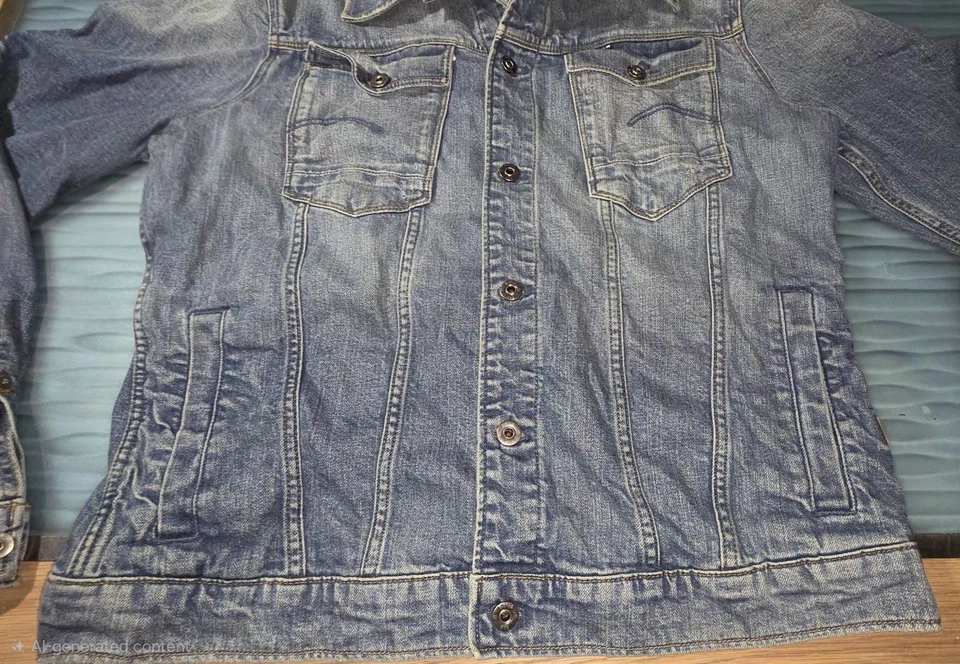 G Star Raw 复古男式修身裁缝牛仔夹克,尺寸 L — 第 3/4 张图片