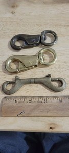 2 Brass Swivel Snap Large Heavy Duty Size 3.5” & 1 Double Snap Hook. See Photos