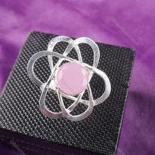 Natural Rose Chalcedony 925 Silver Engagement Christmas Handcrafted Band Ring