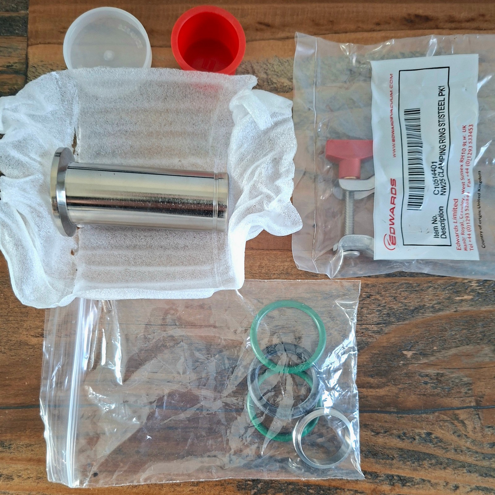 PARTIAL Edwards Vacuum C10520005 KF25 O-ring, Tube & Clamp