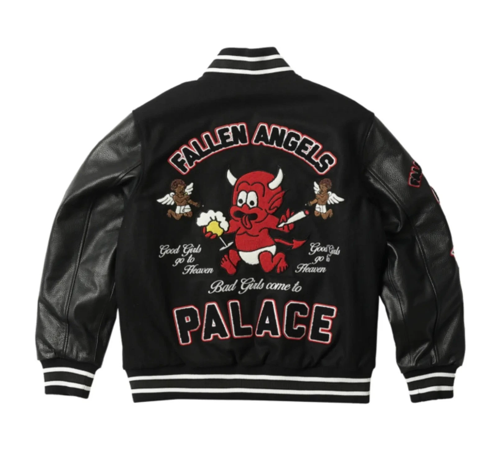Men's Fallen Angels Patch Letterman Wool Varsity Jacket