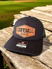 Softball Dad Trucker Hat – Engraved Cap for Men, Father’s Day Adjustable Gift