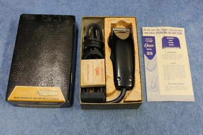 Vintage Oster Model 23 23-01 Electromatic Adjustable Clippers & 3 Sets Blades!