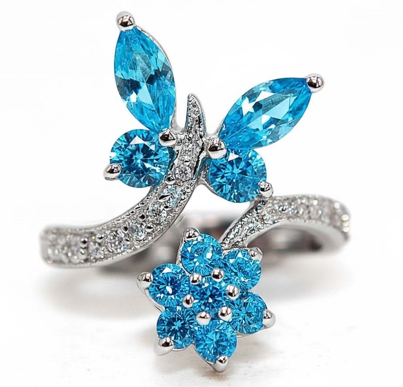2CT Heat Treated Blue Topaz 925 Sterling Silver Ring Sz 8 NF1-6