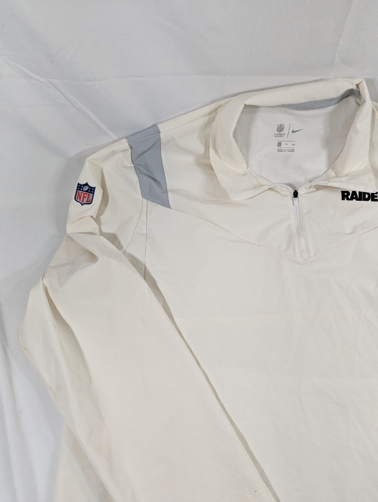 OFF WHITE X NIKE Giacca pullover Nike Las Vegas Raiders NFL On Field Abbigliamento quarto cerniera XXL