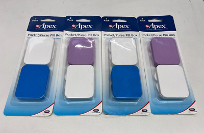Lot of 4 - Carex Apex Pocket/Purse Pill Box - 2 Packs Each