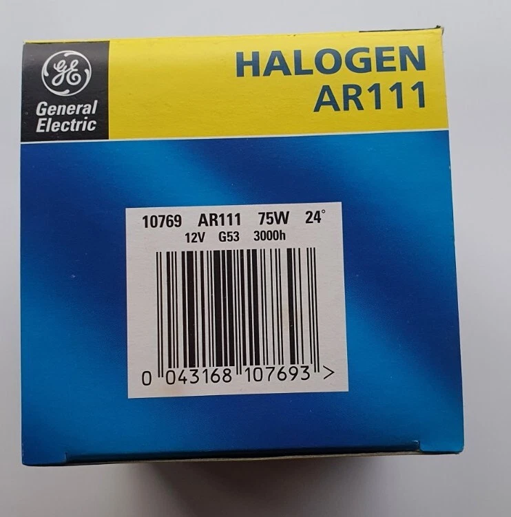 General Electric G53 Halogen bulb 75w AR111 12v 24 deg BRAND NEW Box of 8 - Image 3 of 4