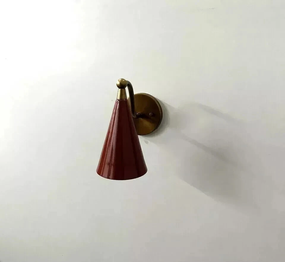 1 Aplique de Latón Tono Rojo Claro Mediados de Siglo Moderno Estilo Stilnovo Latón Crudo Handm Foto 3 de 4