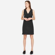 Everlane Women's Dress Black Silk V-Neck Double Lined Mini Size 00