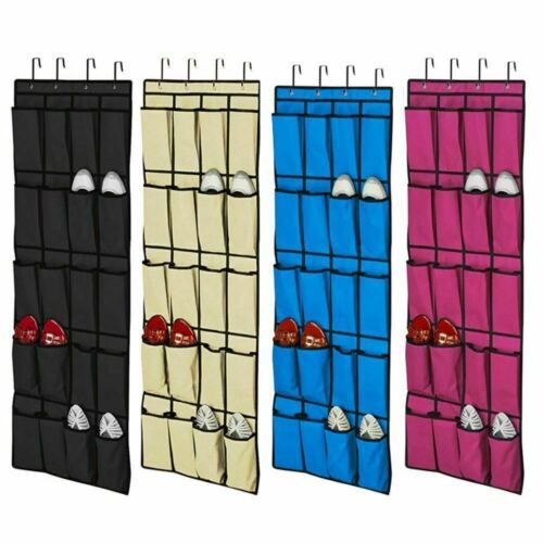 20 Pocket Hanging Over Door Shoe Organiser Storage Rack Tidy Space saver 4 HOOKS - Picture 1 of 8
