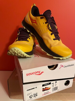 Saucony Peregrine 10 JackRabbit Mens 9 Yellow Sneakers Brand New with box