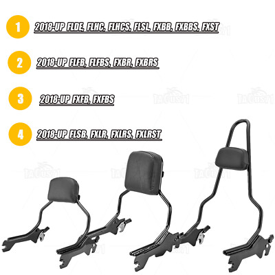 Detachable Passenger Sissy Bar Backrest Pad For Harley Softail Models 2018-2025