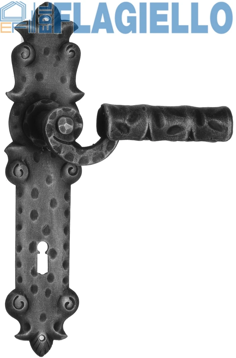 Maniglia Classica Per Porta In Ferro Battuto Con Porcellana Galbusera Art.2620 Nero Antico - Foto 2