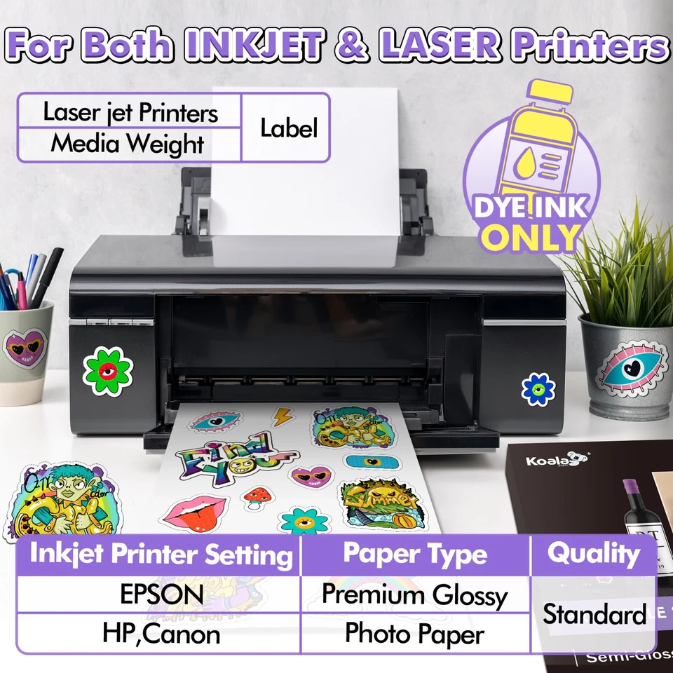 Lot Koala Sticker Paper for Printers - Glossy / Matte / Semi-Gloss/ Gold/ Pearl - Image 3 of 4