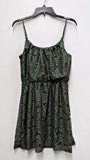 Bailey Blue Lined Adjustable Straps Floral Lace Dress Womens Small Olive Green